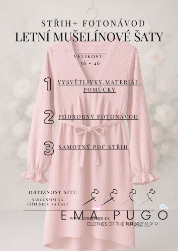 Letní mušelínové šaty PDF střih + Fotonávod